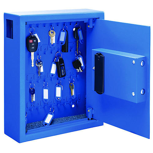 AdirOffice Steel Digital Lock Key Cabinet, 40-Key, 13 x 4 x 14.3, Stainless Steel 304, Blue (I68040BLU)
