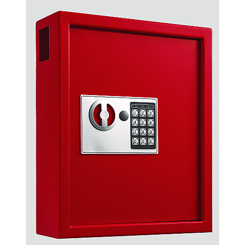 AdirOffice Steel Digital Lock Key Cabinet, 40-Key, 13 x 4 x 14.3, Stainless Steel 304, Red (I68040RED)