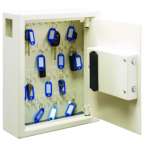 AdirOffice Steel Digital Lock Key Cabinet, 40-Key, 13 x 4 x 14.3, Stainless Steel 304, White (I68040WHI)