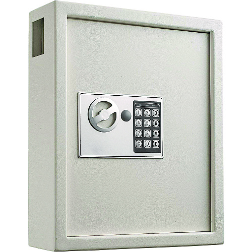 AdirOffice Steel Digital Lock Key Cabinet, 60-Key, 13 x 2.6 x 17, Stainless Steel 304, White (I68060WHI)