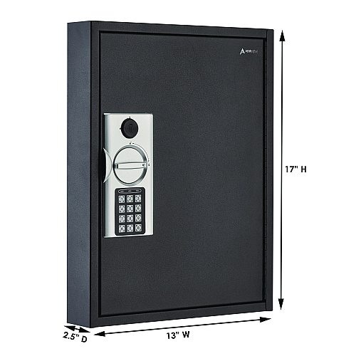 AdirOffice Steel Digital Lock Key Cabinet, 60-Key, 13 x 2.6 x 17, Stainless Steel 304, Black (I68060BLK)