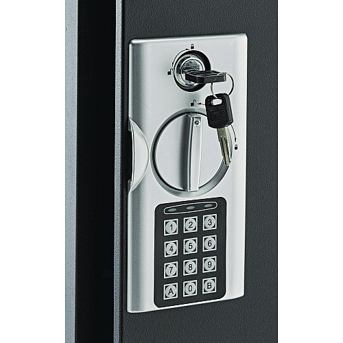 AdirOffice Steel Digital Lock Key Cabinet, 60-Key, 13 x 2.6 x 17, Stainless Steel 304, Black (I68060BLK)