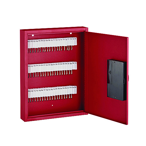 AdirOffice Steel Digital Lock Key Cabinet, 60-Key, 13 x 2.6 x 17, Stainless Steel 304, Red (I68060RED)