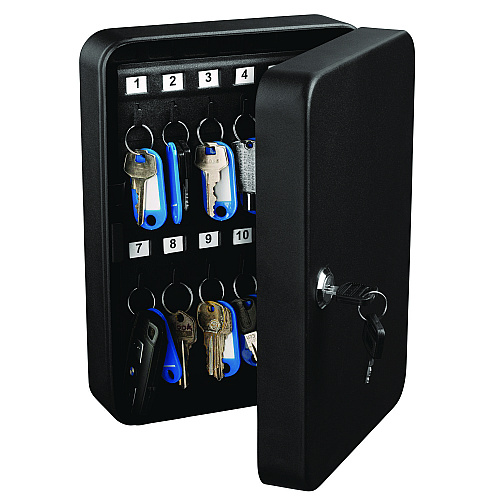 AdirOffice Steel Secure Key Cabinet with Key Lock, 48-Key, 7.1 x 3.1 x 10, Stainless Steel 304, Black (I68148BLK)