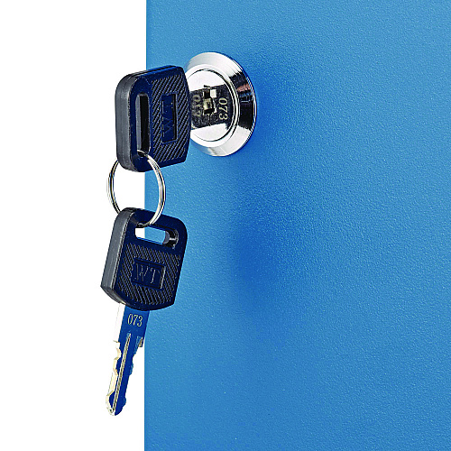 AdirOffice Steel Secure Key Cabinet with Key Lock, 48-Key, 7.1 x 3.1 x 10, Stainless Steel 304, Blue (I68148BLU)