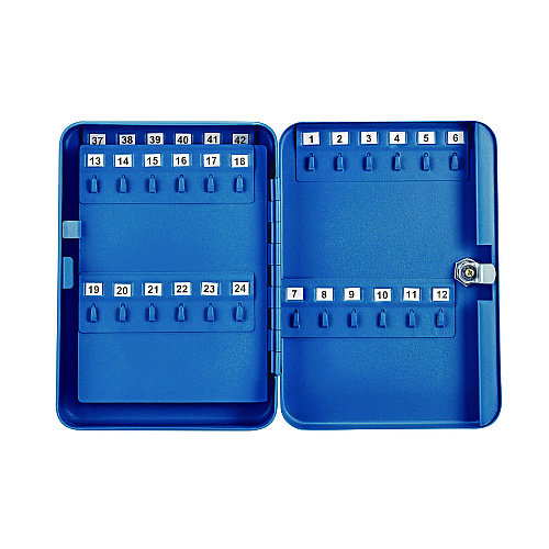 AdirOffice Steel Secure Key Cabinet with Key Lock, 48-Key, 7.1 x 3.1 x 10, Stainless Steel 304, Blue (I68148BLU)