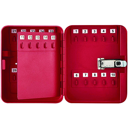 AdirOffice Steel Secure Key Cabinet with Key Lock, 48-Key, 7.1 x 3.1 x 10, Stainless Steel 304, Red (I68148RED)