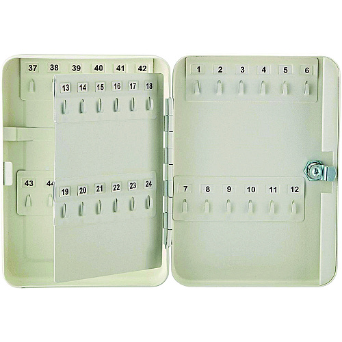 AdirOffice Steel Secure Key Cabinet with Key Lock, 48-Key, 7.1 x 3.1 x 10, Stainless Steel 304, White (I68148WHI)