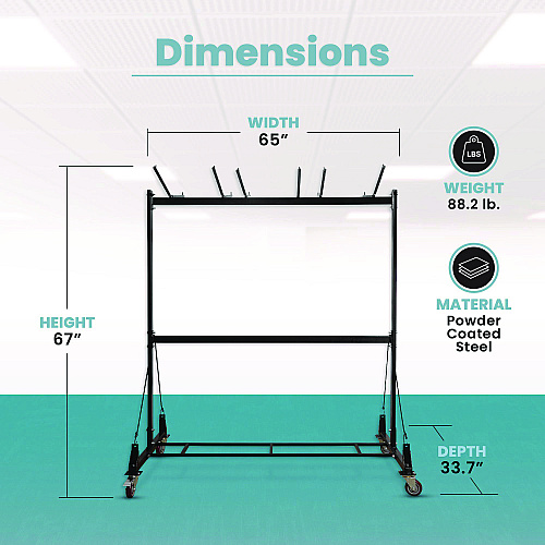 AdirOffice Folding Chair and Table Combo Cart, Metal, 600 lb Capacity, 33.7 x 65 x 67, Black (I69001)