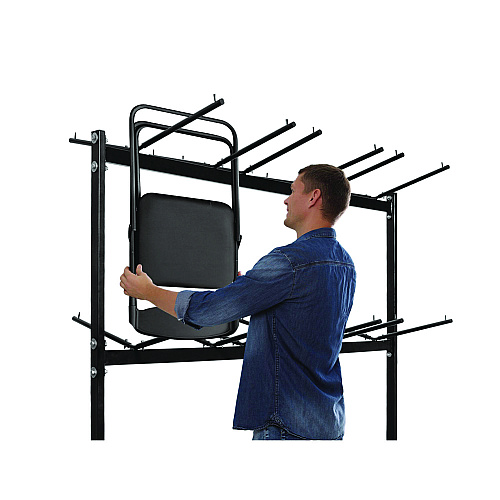 AdirOffice Steel Folding Chair Two-Tier Utility Cart, Metal, 1,000 lb Capacity, 33 x 65 x 68.5, Black (I69003)