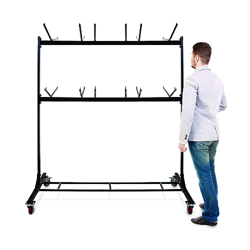 AdirOffice Steel Folding Chair Two-Tier Utility Cart, Metal, 1,000 lb Capacity, 33 x 65 x 68.5, Black (I69003)