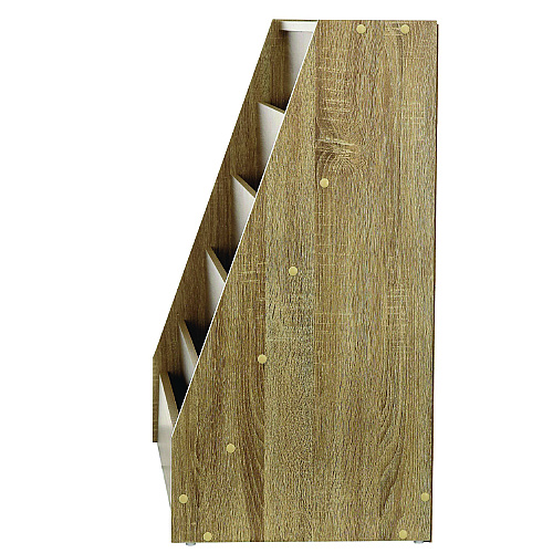 AdirKids Wood 5-Shelf Bookcase Literature Display Rack, 17.2 w x 4.88 d x 38.3 h, Medium Oak (IKI20001MEO)