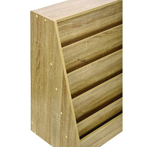 AdirKids Wood 5-Shelf Bookcase Literature Display Rack, 17.2 w x 4.88 d x 38.3 h, Medium Oak (IKI20001MEO)