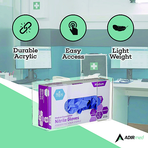 AdirMed Acrylic Glove Dispenser, Single Box Capacity, 10.2 x 3.5 x 5.3, Clear (I90201)