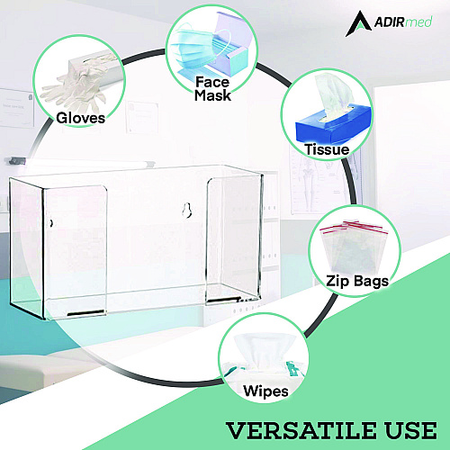 AdirMed Acrylic Glove Dispenser, Single Box Capacity, 10.2 x 3.5 x 5.3, Clear (I90201)