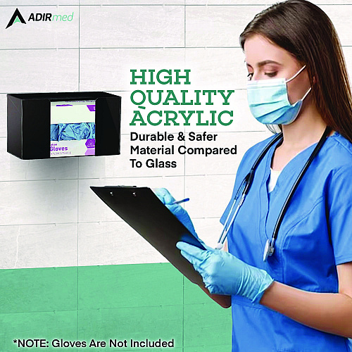 AdirMed Acrylic Glove Dispenser, Single Box Capacity, 10.2 x 3.5 x 5.3, Black (I90201BLK)