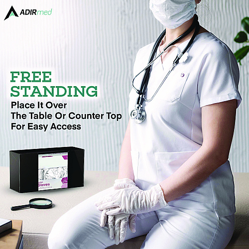 AdirMed Acrylic Glove Dispenser, Single Box Capacity, 10.2 x 3.5 x 5.3, Black (I90201BLK)