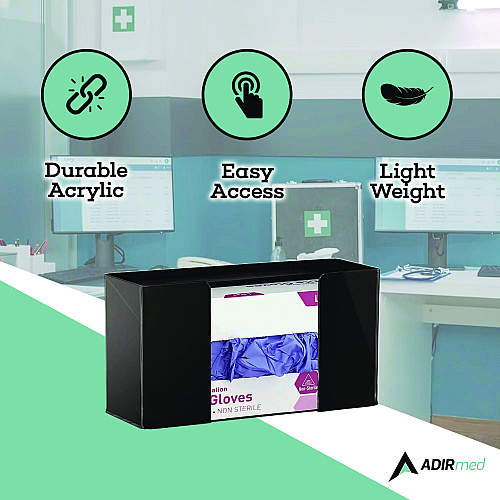 AdirMed Acrylic Glove Dispenser, Single Box Capacity, 10.2 x 3.5 x 5.3, Black (I90201BLK)