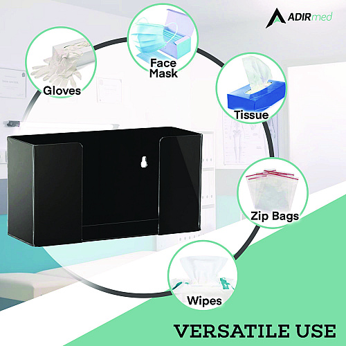 AdirMed Acrylic Glove Dispenser, Single Box Capacity, 10.2 x 3.5 x 5.3, Black (I90201BLK)