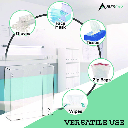 AdirMed Acrylic Glove Dispenser, Double Box Capacity, 10.2 x 3.5 x 10.8, Clear (I90202)