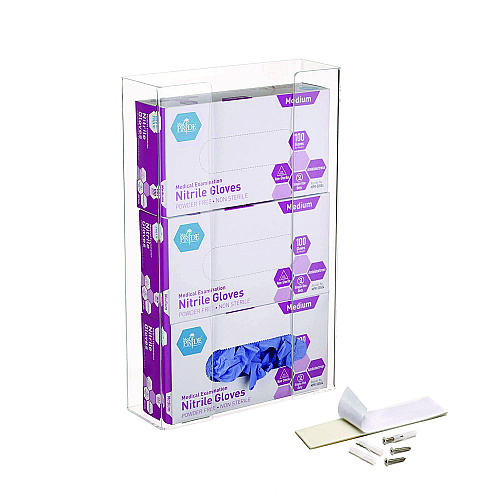 AdirMed Acrylic Glove Dispenser, Triple Box Capacity, 10.2 x 3.5 x 16.1, Clear (I90203)