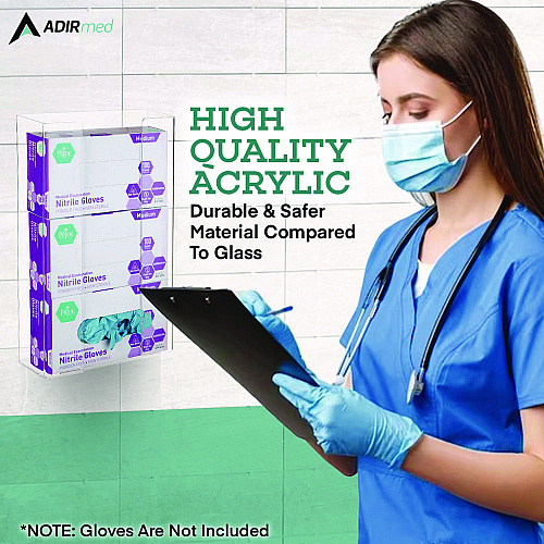 AdirMed Acrylic Glove Dispenser, Triple Box Capacity, 10.2 x 3.5 x 16.1, Clear (I90203)