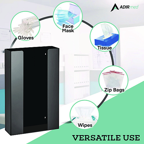 AdirMed Acrylic Glove Dispenser, Triple Box Capacity, 10.2 x 3.5 x 16.1, Black (I90203BLK)