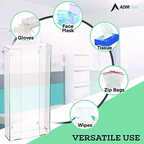 AdirMed Acrylic Glove Dispenser, Quad Box Capacity, 10.2 x 3.5 x 21.1, Clear (I90204)