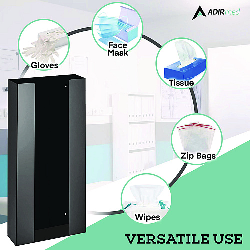 AdirMed Acrylic Glove Dispenser, Quad Box Capacity, 10.2 x 3.5 x 21.1, Black (I90204BLK)