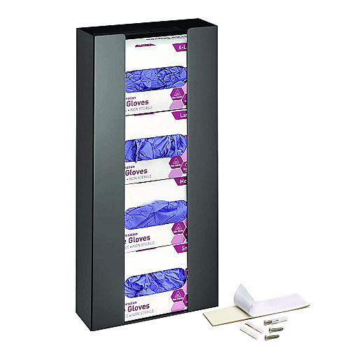 AdirMed Acrylic Glove Dispenser, Quad Box Capacity, 10.2 x 3.5 x 21.1, Black (I90204BLK)