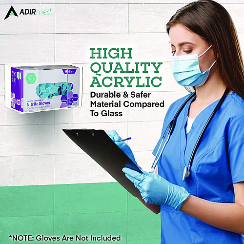 AdirMed Acrylic Glove Dispenser, Single Box Capacity, 10.2 x 3.5 x 5.3, Clear (I90201)