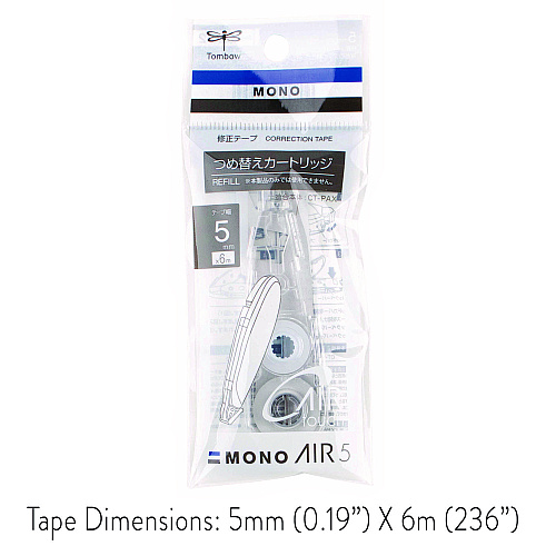 Tombow MONO Air Pen-Type Correction Tape, Refill, Clear Applicator, 0.19" x 236" (68697)