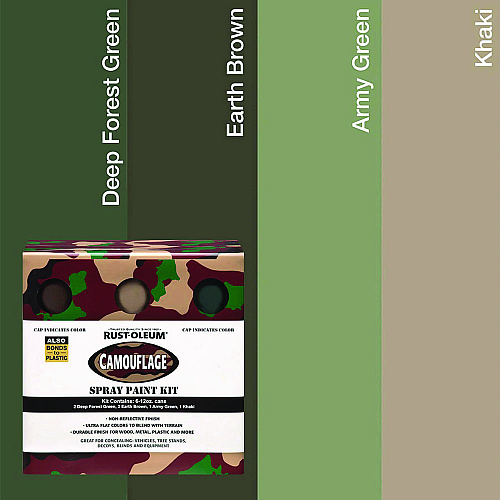 Rust-Oleum Camouflage 2X Ultra Cover Assorted Spray Paint Kit, Assorted Colors, 12 oz Aerosol Can, 6/Carton (269038)