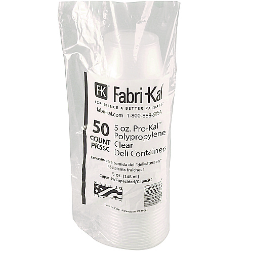 Fabri-Kal Microwavable Deli Containers, 5 oz, 3.6 Diameter x 1.8 h, Clear, Plastic, 1,000/Carton (PK5SC)
