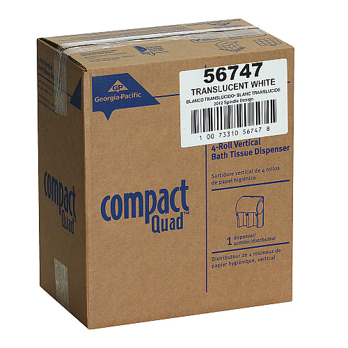 Georgia Pacific Professional Compact Quad Vertical 4-Roll Coreless Tissue Dispenser, 12.06 x 8 x 14.44, White (56747A)