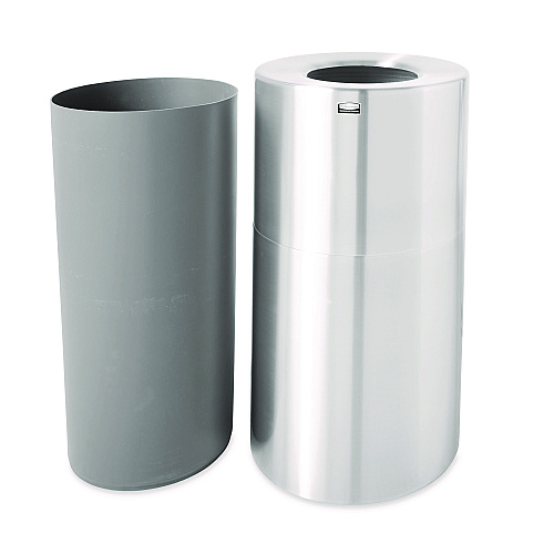 Rubbermaid Commercial Atrium Aluminum Container with Liner, 35 gal, Aluminum, Satin Aluminum (AOT35SANL)