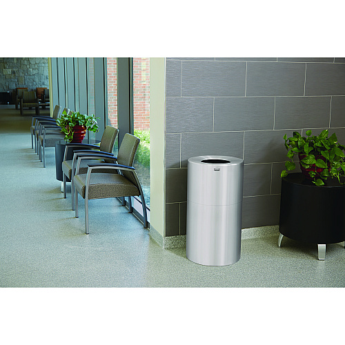 Rubbermaid Commercial Atrium Aluminum Container with Liner, 35 gal, Aluminum, Satin Aluminum (AOT35SANL)