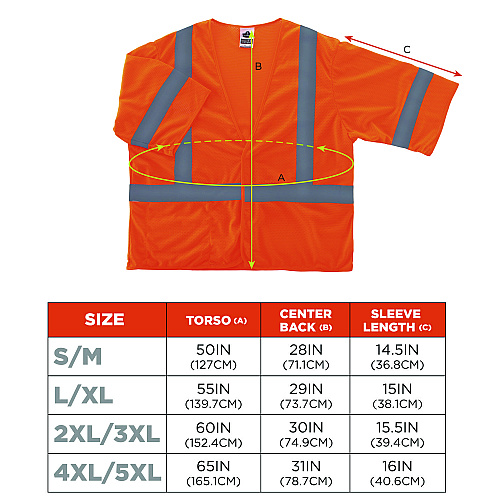 ergodyne GloWear 8310HL Type R Class 3 Economy Mesh Vest, 4X-Large to 5X-Large, Orange (22019)