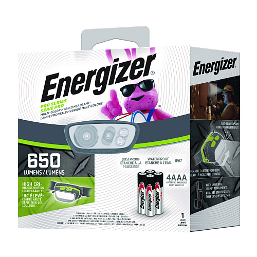Energizer Pro Series Multi-Color Hybrid Headlamp, Rechargeable Lithium Ion/4 AAA Batteries (Included), Gray/Green (ENY38A42P)