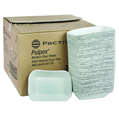 Pactiv EarthChoice Pulpex Steep Wall Food Tray, 9.13 x 6.88 x 1.75, Natural, Paper, 460/Carton (M633524Y)