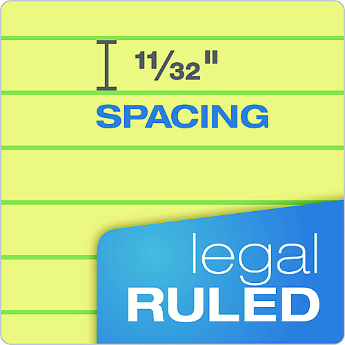 Ampad Perforated Writing Pads, Wide/Legal Rule, 50 Canary-Yellow 8.5 x 14 Sheets, Dozen (20230)
