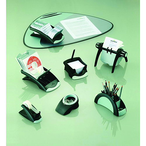Durable TELINDEX Desk Address Card File, Holds 500 2.88 x 4.13 Cards, 5.13 x 9.31 x 3.56, Plastic, Graphite/Black (241201)