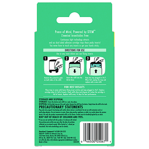 SC Johnson STEM Light Trap Refills, 3 Refills/Pack, 8 Packs/Carton (372883)