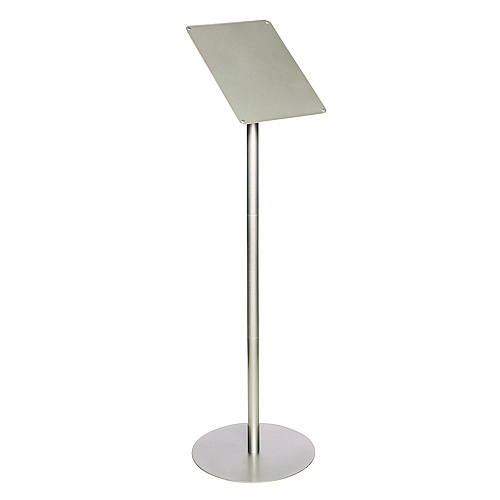Deflecto Floor Sign Display with Rear Literature Pocket, 8.5 x 11 Insert, 45" Tall, Silver (692045)