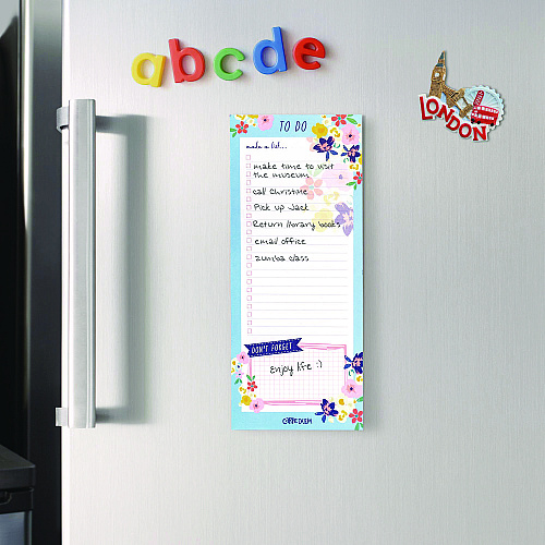 PUKKA PAD Magnetic To Do List, Unruled, 60 Multicolor Floral, 3.5 x 8.5 Sheets, 6/Pack (9206CD)