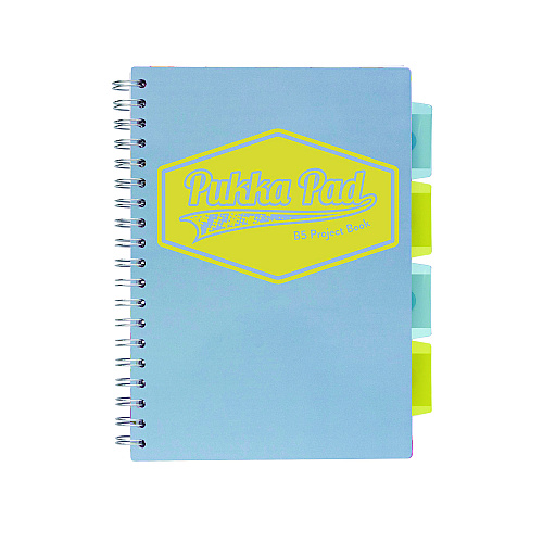 PUKKA PAD B5 Size Project Book, 4 -Subject, Medium/College Rule, Assorted Cover Colors, (100) 9.8 x 6.9 Sheets, 3/Pack (3032PST)