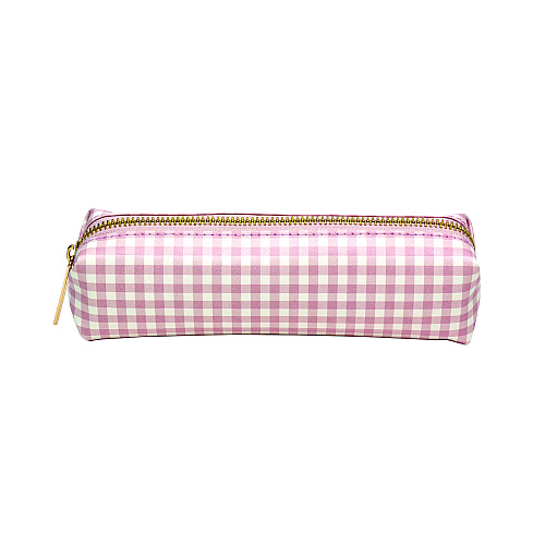 PUKKA PAD Pencil Case, 7.9" x 2" x 2", Pink/White Check (9201CD)