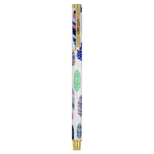 PUKKA PAD Carpe Diem All Metal Gel Pens Gel Pen, Stick, Medium 0.7 mm, Black Ink, White/Blue/Green Feather Barrel, 6/Pack (9213CD)
