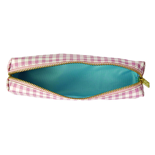PUKKA PAD Pencil Case, 7.9" x 2" x 2", Pink/White Check (9201CD)