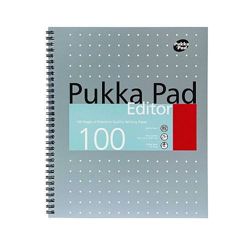 PUKKA PAD Letter Size Notebook, 1-Subject, Medium/College Rule, Silver with White Dots Cover, (50) 11 x 8.5 Sheets, 3/Pack (8750MET)